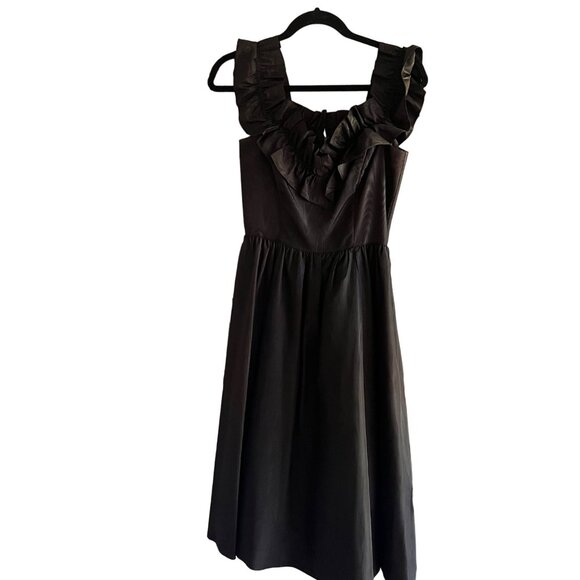 GUNNE SAX By Jessica McClintock Size 9 Black Gothic Ruffle Trim Vintage Dress - Picture 2 of 16